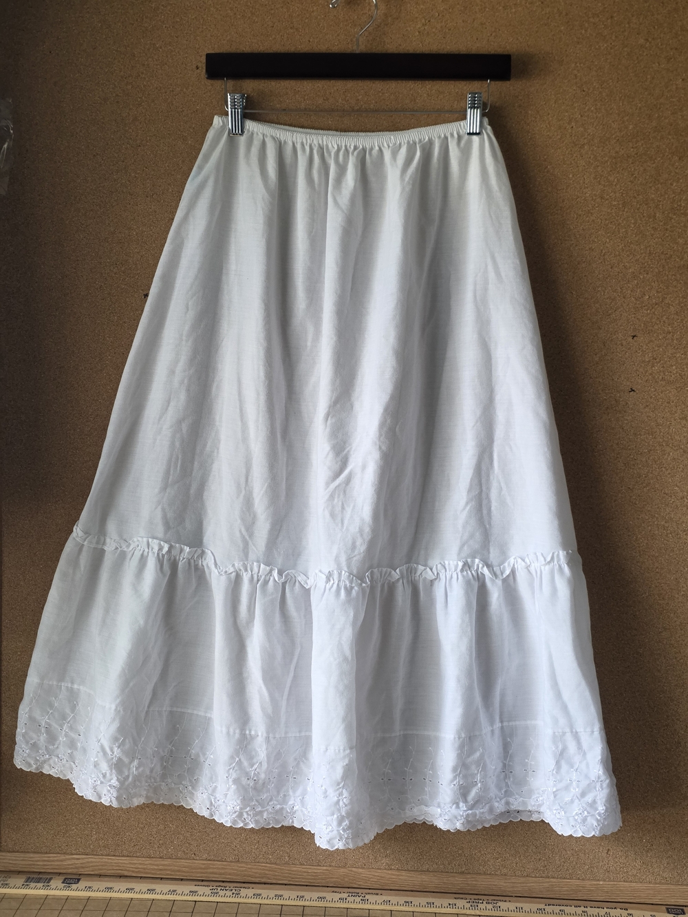 Vintage 70s/80s Blair White Eyelet Tiered Petticoat Maxi Midi Skirt Size LG